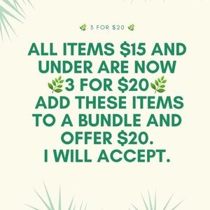 All items $15 and under are 🌿3 for $20🌿. Bundle dresses, tops, scarves to save!